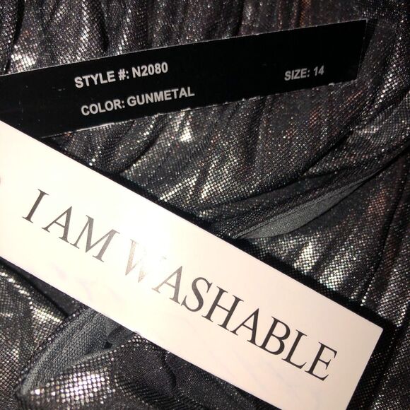 NWT Addison Evening Silver Metallic Dress Size 14 High Neck Glamour Maxi Formal - Picture 15 of 15